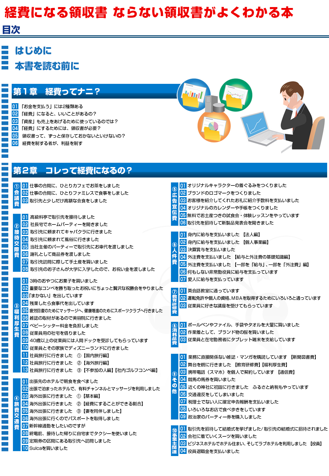 『ダンゼン得する 知りたいことが パッとわかる 経費になる領収書 ならない領収書がよくわかる本』村田栄樹　目次